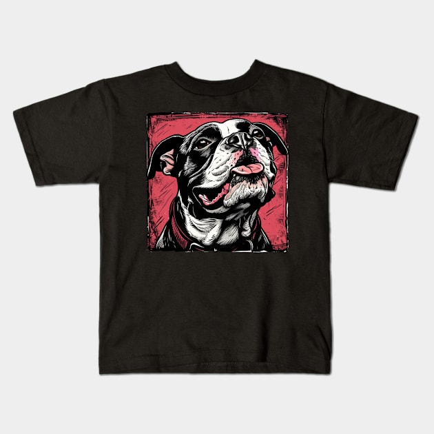 Retro Art American Bully Dog Lover Kids T-Shirt by June Sixteen